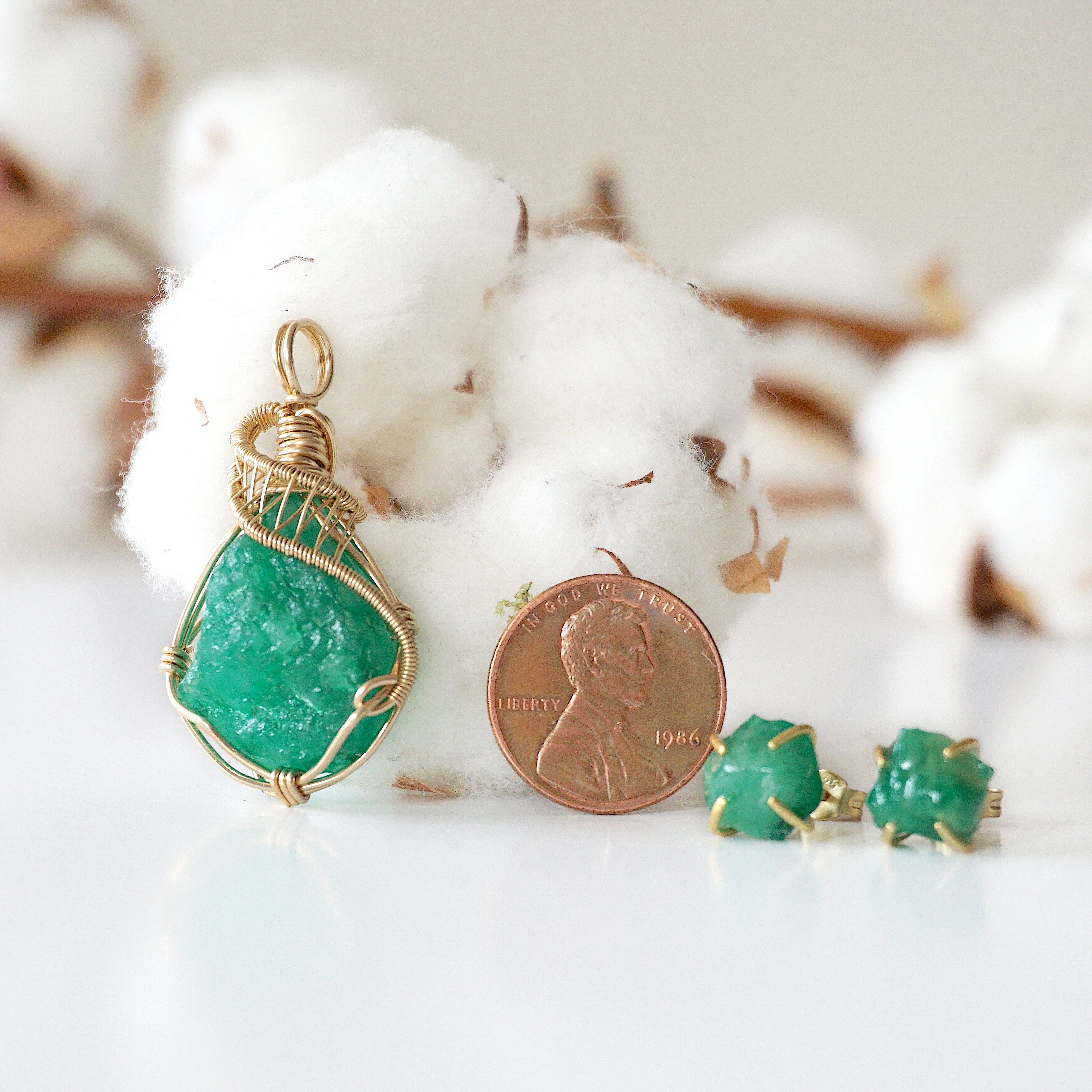 Emerald Jewelry Gift Set - 14K Gold Filled Necklace & Earrings Set for Women | Elegant Birthstone Jewelry for Anniversary, Birthday & Special Occasions | Perfect Gift for Mom, Wife, Girlfriend