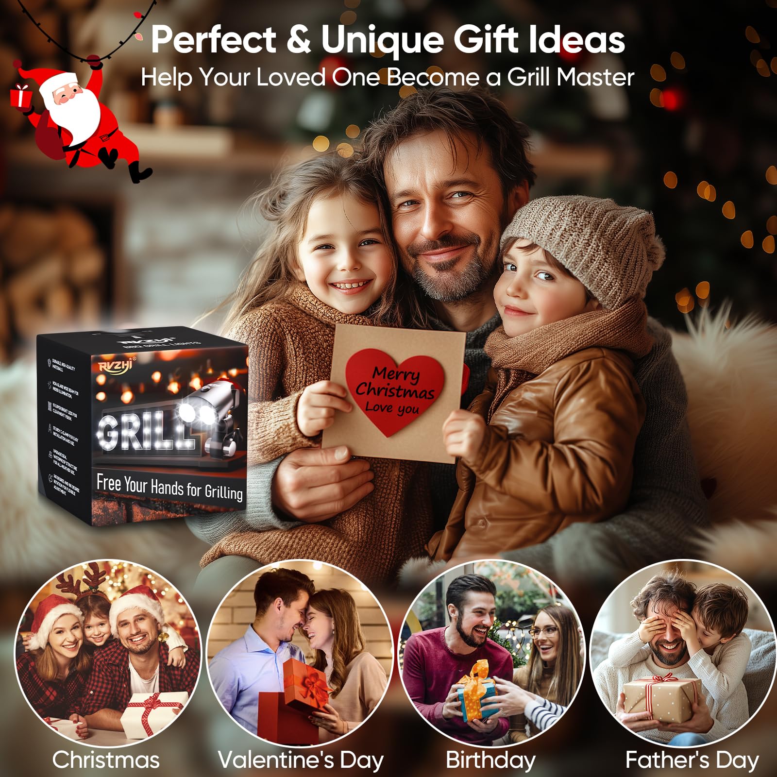 **Grill Light for BBQ - 2 Brightness Settings, Battery Included - Perfect Outdoor Grilling Accessories for Men, Father's Day Gifts for Dad & Husband - Ideal for Nighttime Grilling, Camping, and Backyard BBQs**