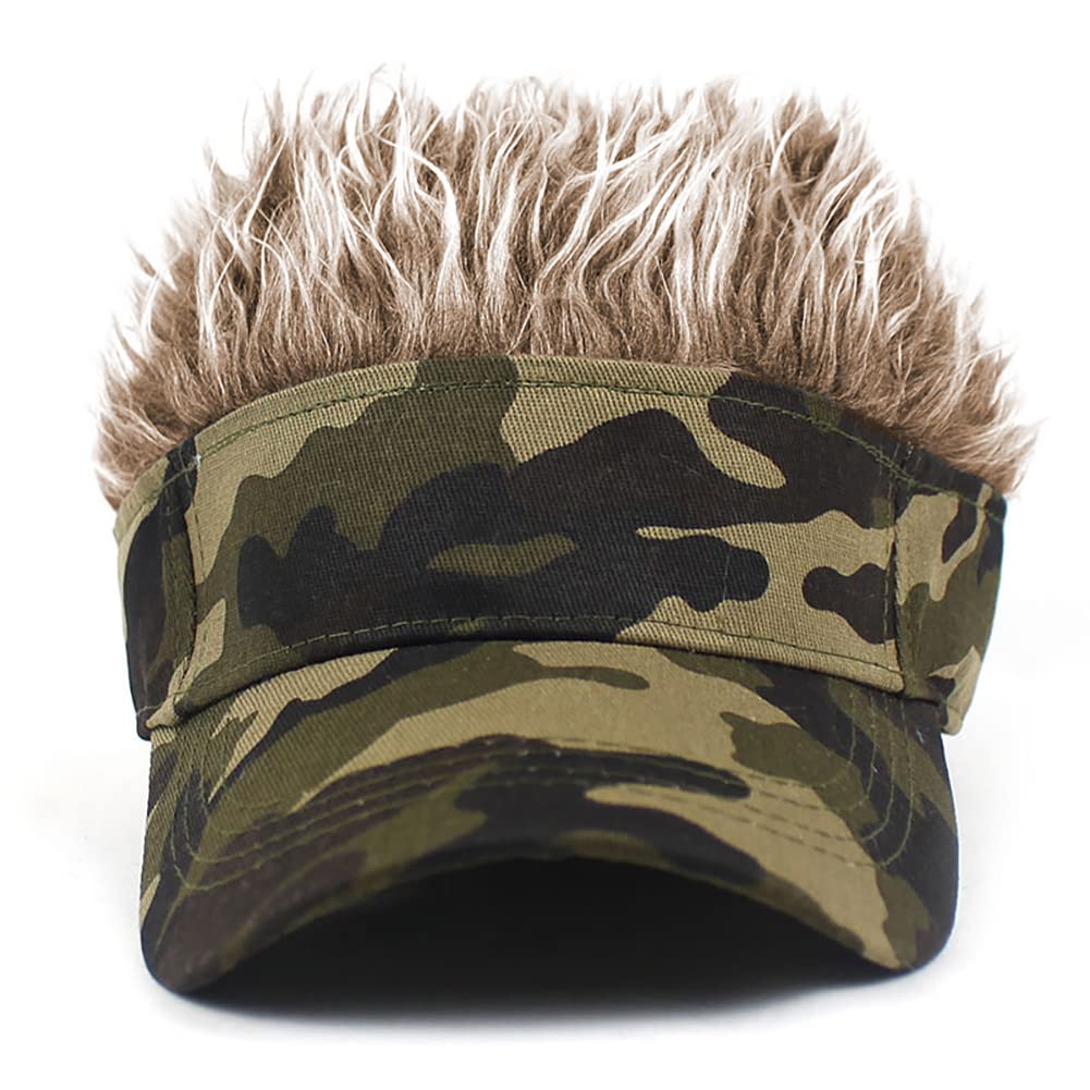 Men's Adjustable Baseball Cap with Fake Hair - Stylish Visor Wig Hat for Golf, Outdoor Sports & Daily Wear