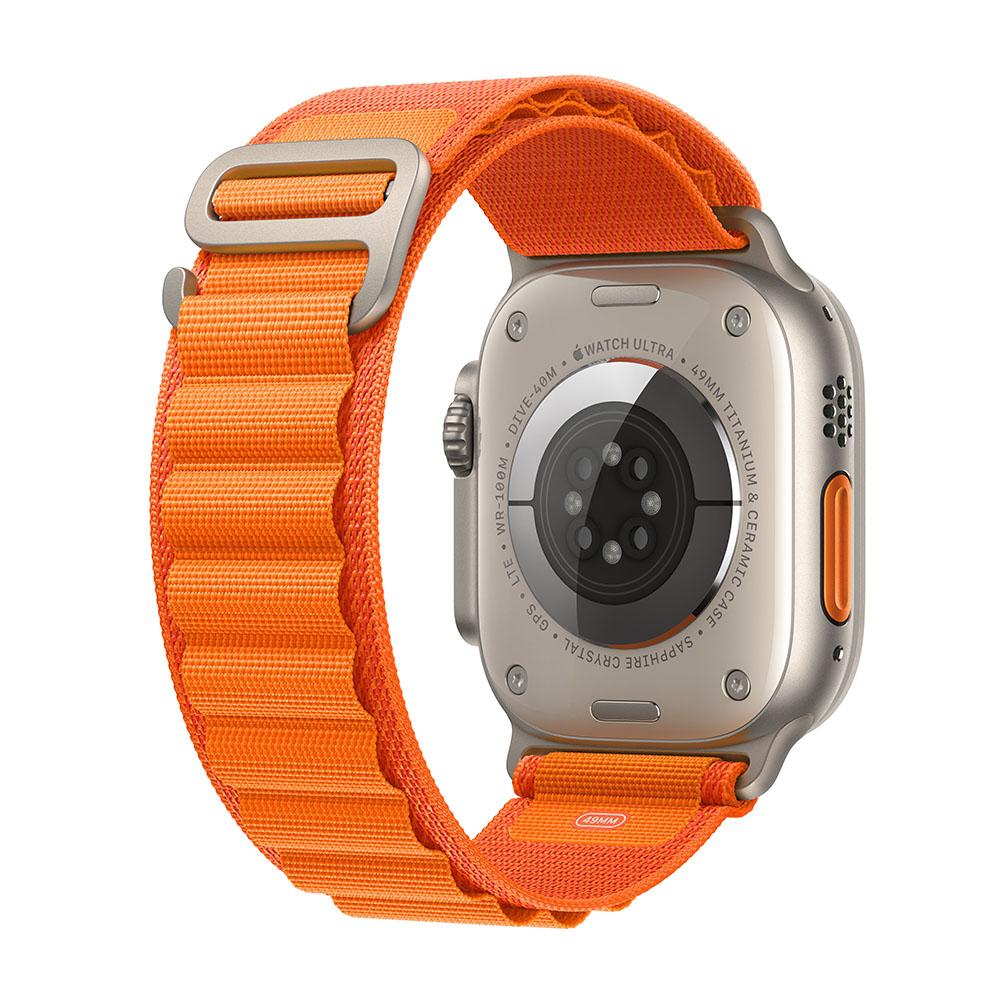 Apple Watch Ultra (GPS + Cellular) 49mm Titanium Case with Orange Alpine Loop Band - Size M - Perfect for Outdoor Adventures & Fitness Tracking