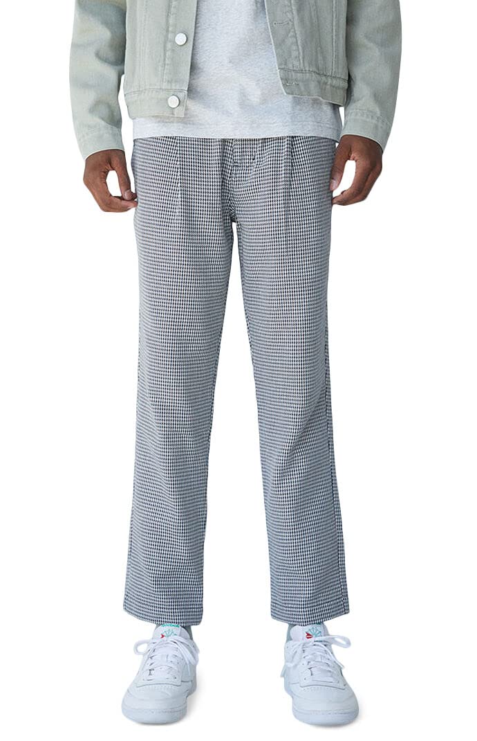 PacSun Men's Brown Checkered Casual Pants for Business & Travel | Comfortable Slim Fit Trousers for Office, Dating & Outdoor Activities
