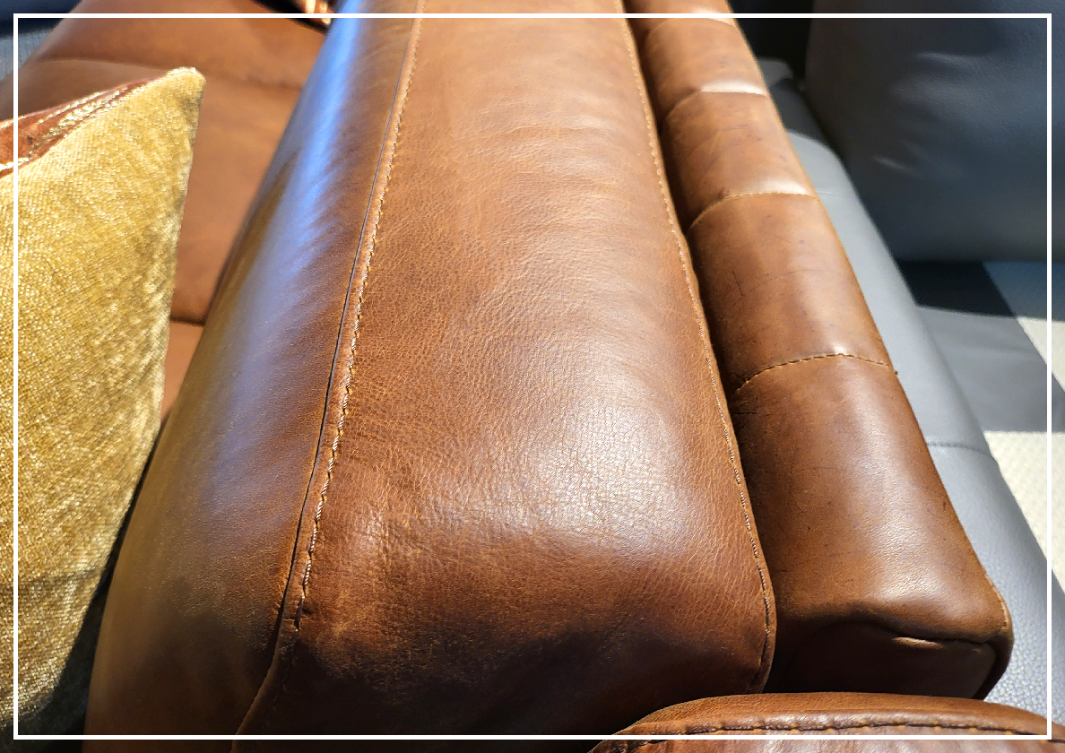 Kathy Ireland Alaves 3-Seater Brown Genuine Leather Queen Size Sleeper Sofa Bed - Convertible Couch for Living Room, Guest Room & Small Spaces