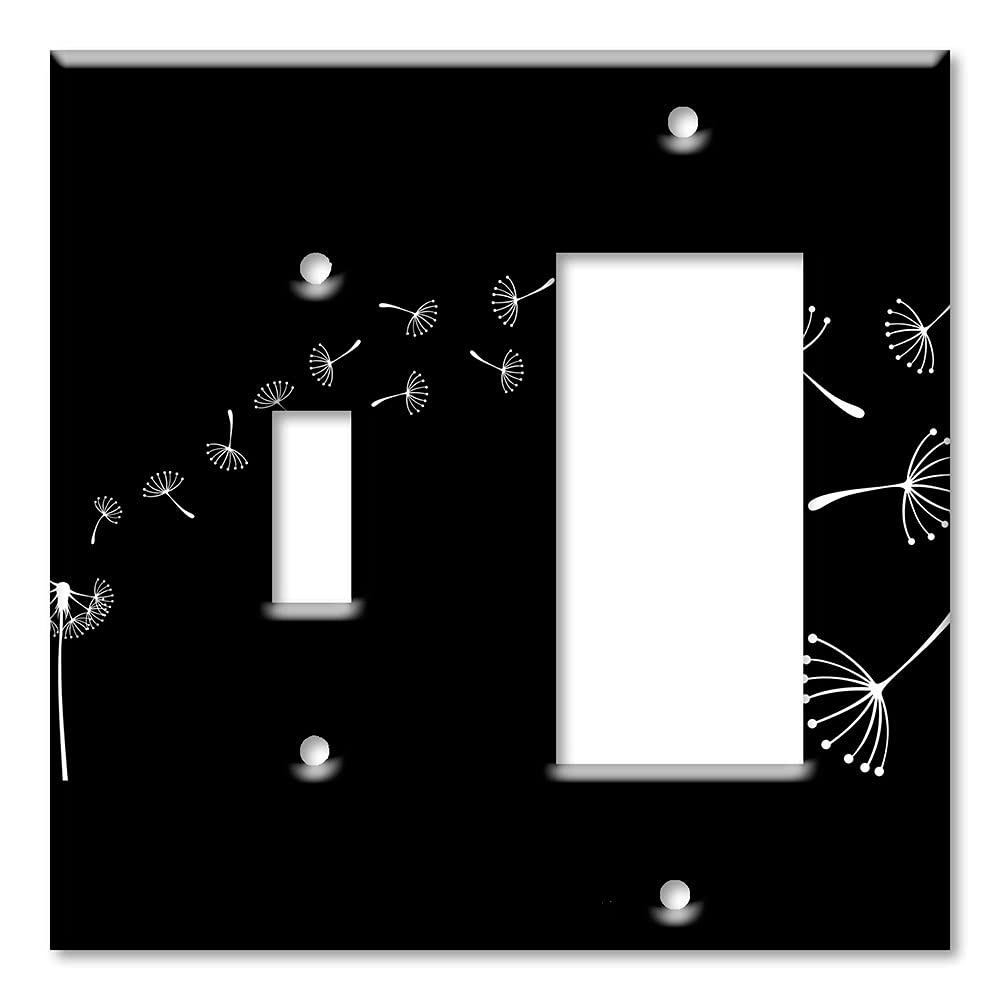 Oversized 2-Gang Combination Switch Plate Cover - Toggle & Decora Compatible - Dandelion Design - Made in USA - Perfect for Home Decor & Wall Outlet Protection