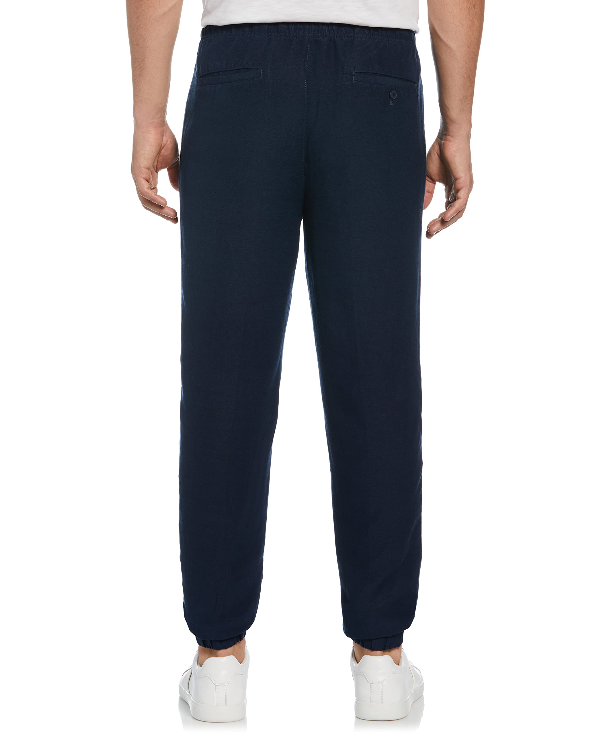 Cubavera Men's Linen V-Neck Pull-On Jogger Pants with Drawstring - Comfortable Casual Lounge & Workout Pants for Home, Gym, and Travel