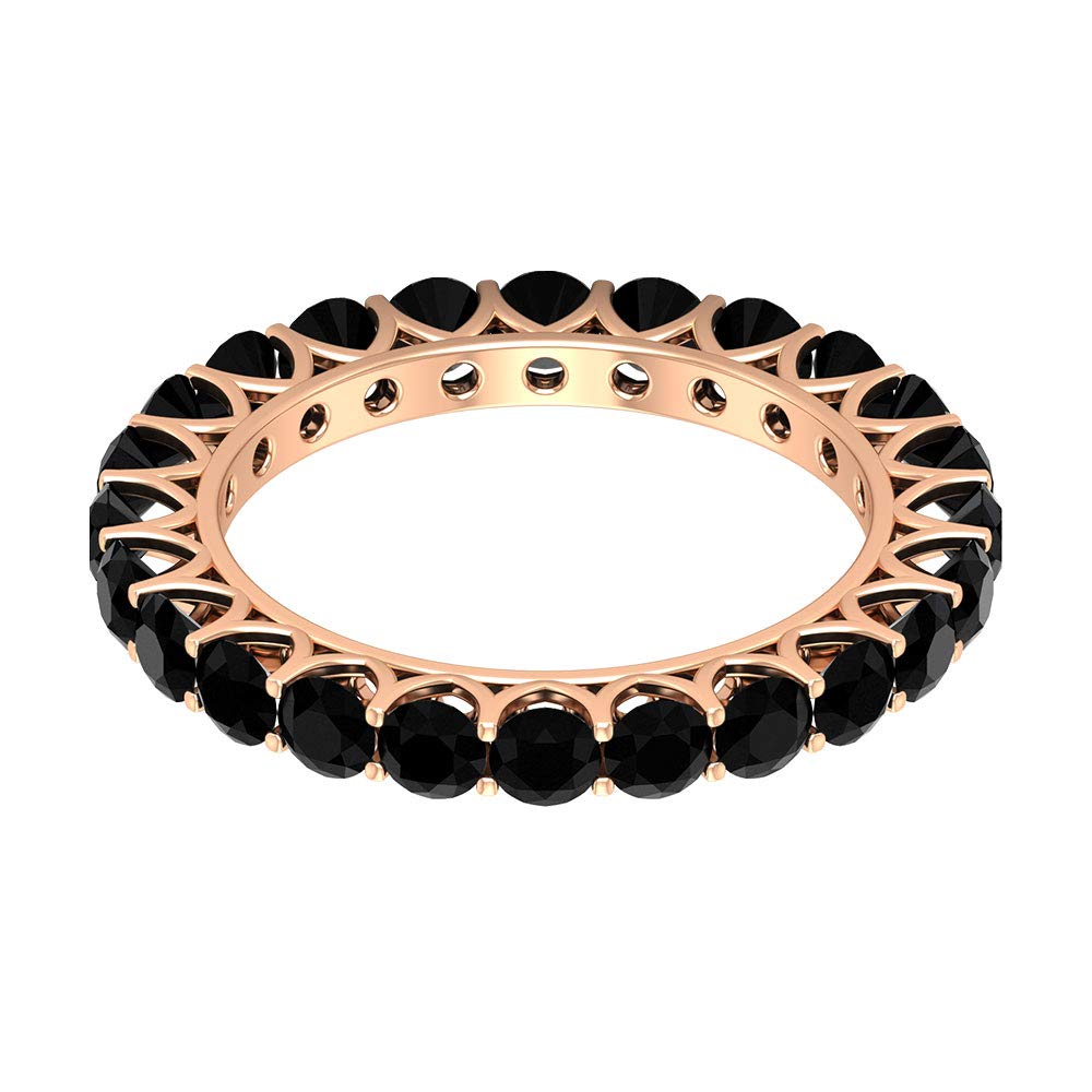 2.25 CT Black Spinel 14K Solid Gold Full Eternity Ring for Women | Elegant Stackable Wedding Band, Anniversary Gift, Everyday Jewelry for Special Occasions