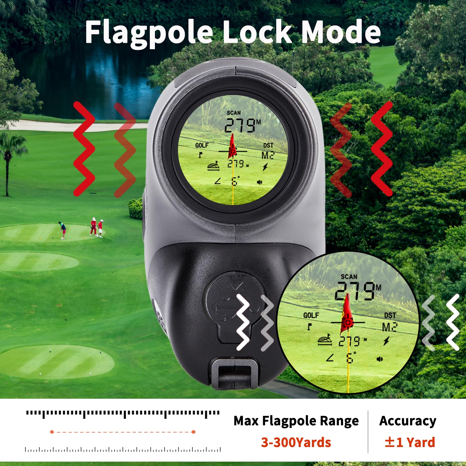 **1200 Yards Golf Rangefinder with Slope - Laser Range Finder with Flag Lock, Vibration, 7X Magnification & Rechargeable Battery | Magnetic Stripe & Premium Faux Leather | Perfect for Golfers, Hunters & Outdoor Enthusiasts**