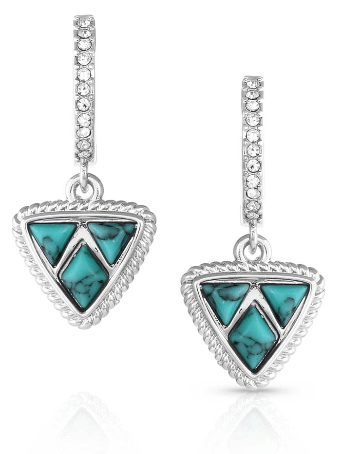 Montana Silversmiths ER5481 Women's High Noon Cobblestone Turquoise Earrings - Sterling Silver Dangle Earrings for Western Fashion & Cowgirl Style | Perfect for Rodeo, Country Concerts & Boho Outfits