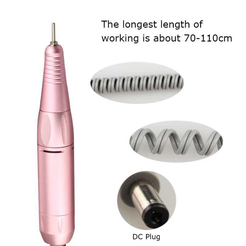 Electric Nail Drill Replacement Handle - Professional Manicure & Pedicure Tool for Acrylic & Gel Nails - Pink Handpiece for Nail Polishing, Shaping & Grinding - Perfect for Home & Salon Use