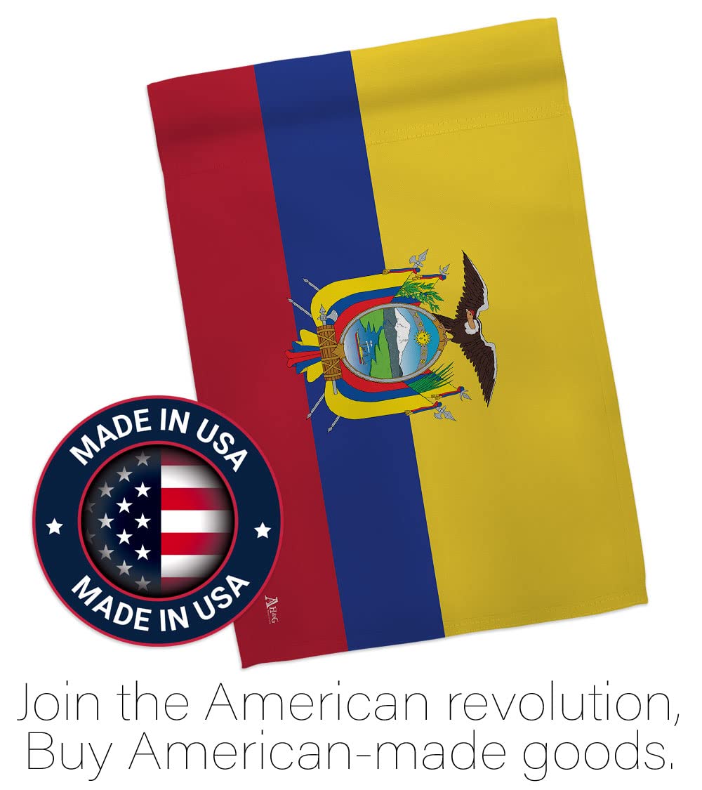 Americana Home & Garden Ecuador Double-Sided Garden Flag Set with Stand - USA Made Country House Decoration Banner for Yard, Patio & Outdoor Decor - Perfect for National Holidays, Cultural Events & International Celebrations