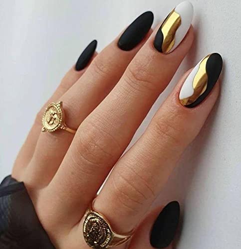 KLOSS BEAUTY Custom Press On Nails - 10pc Hand Painted Gel UV Nail Set, Salon Quality Fake Nails for Home Use (Oval Shape, Small Size) | Perfect for Parties, Weddings & Everyday Glam