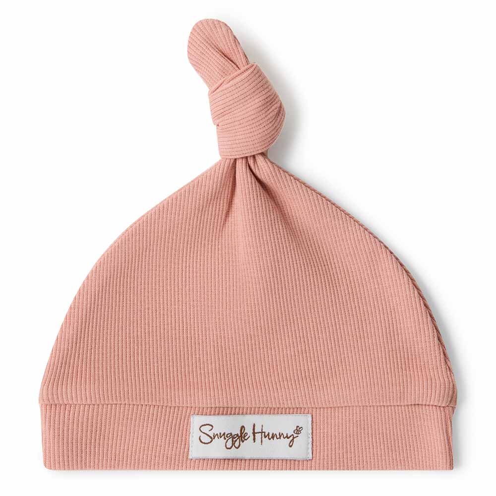 Snuggle Hunny Organic Ribbed Knotted Beanie for Women - Soft Winter Hat in Rose Pink - Perfect for Cold Weather, Outdoor Activities & Casual Fashion