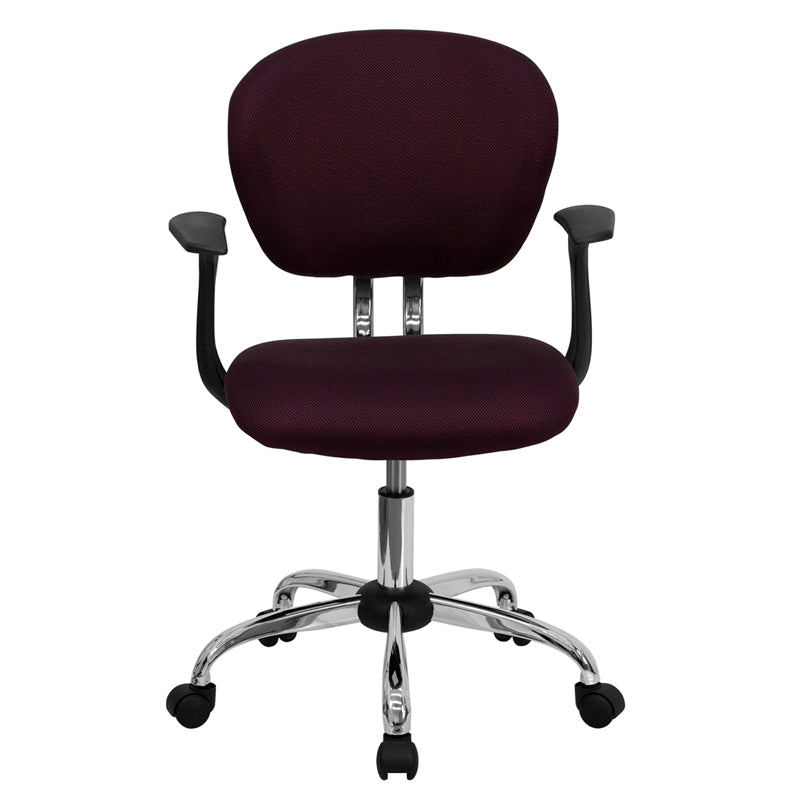 FLASH Beverly Mid Back Black Mesh Office Chair with Padded Seat, Swivel & Adjustable Height, Chrome Base & Arms - Ergonomic Desk Chair for Home & Office Workspace
