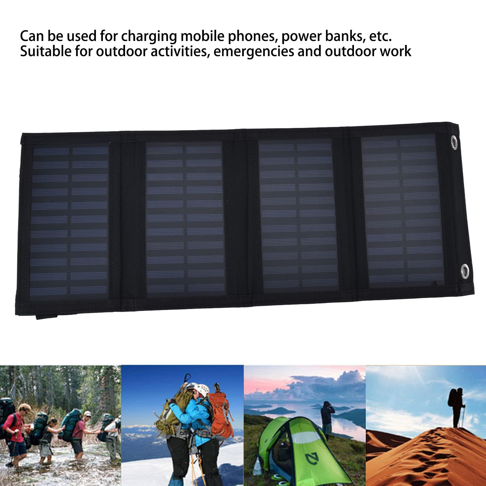 EXCLUZO 20W Solar Charger with USB Output - Portable Solar Power Bank for iPhone, Android, and Outdoor Activities - Perfect for Camping, Hiking, and Emergency Power Backup