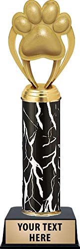 Custom Black Lightning Paw Print Trophy with Personalized Engraving - Perfect for Pet Lovers, Dog Shows & Animal Awards Ceremonies | Crown Awards