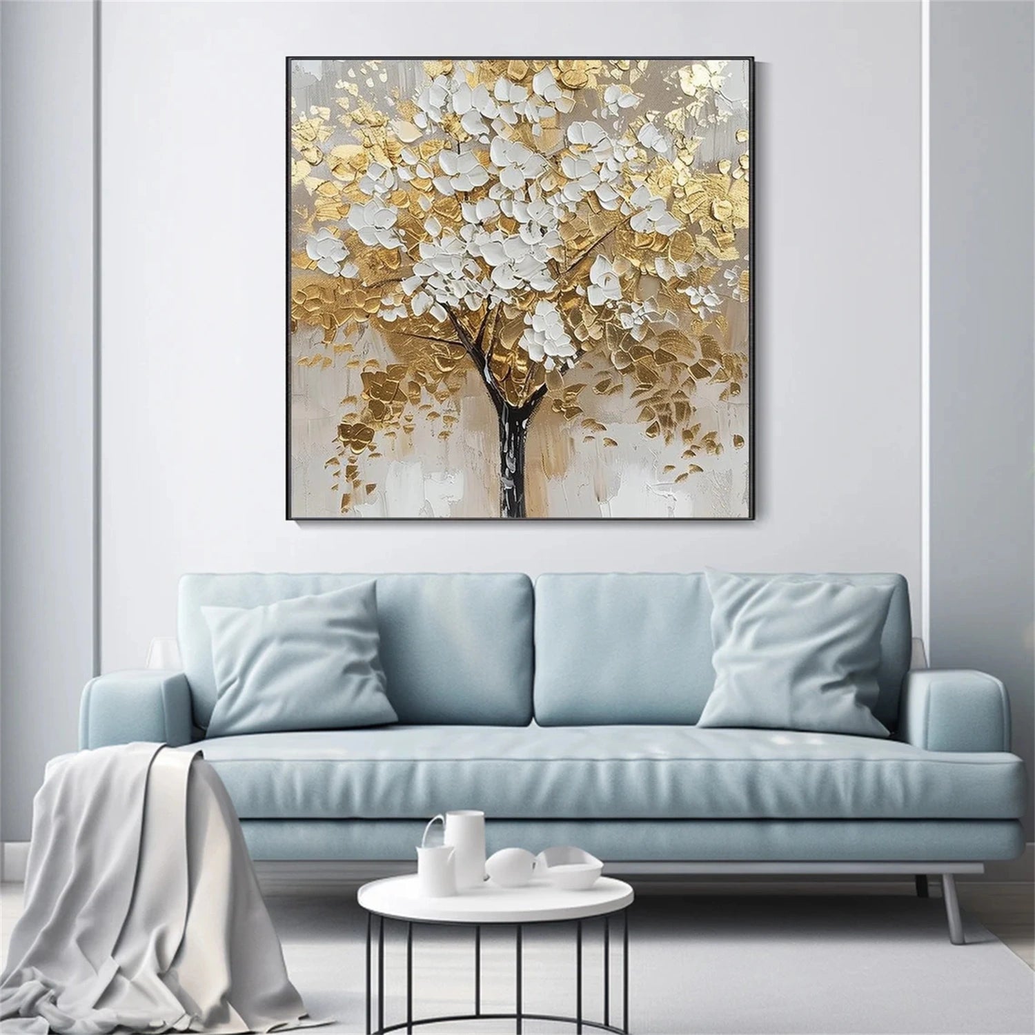 Flower and Tree Painting #FT137 - Handmade Canvas Wall Art for Home & Office Decor | Perfect for Living Room, Bedroom, and Gift Giving