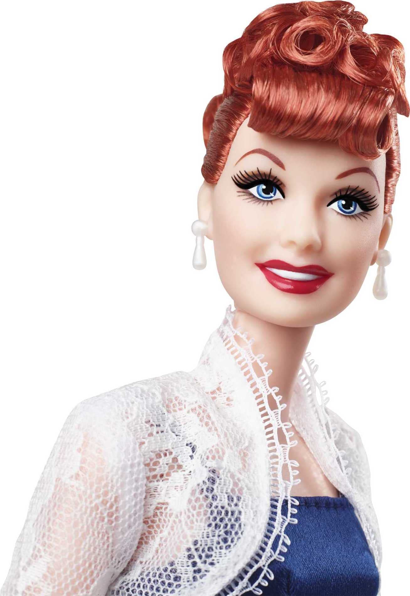 Barbie Tribute Collection Lucille Ball Doll in Blue Dress & Lace Jacket with Stand & Certificate - Authentic Collector's Gift for Movie Fans & Barbie Enthusiasts - Perfect for Display, Gifting & Nostalgic Home Decor