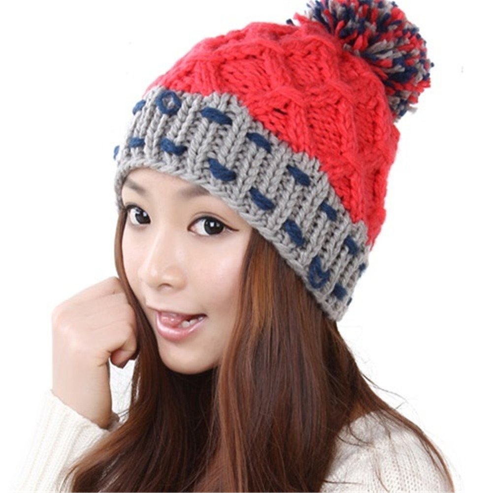 BIBITIME Women's Winter Warm Cable Knit Beanie Hat - Soft Multicolor Striped Design for Cold Weather - Perfect for Outdoor Activities, Skiing, and Fashion Accessories