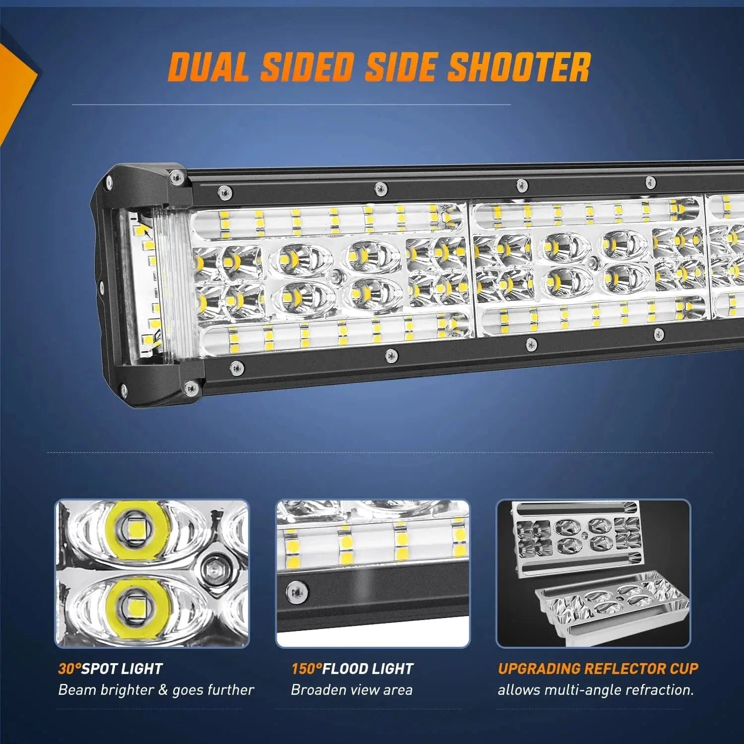 22 Inch 456W Quad Row LED Light Bar - Spot Flood Combo with 16AWG Wiring & 3-Pin Switch | Perfect for Off-Road Trucks, ATVs, UTVs, Boats & Marine Applications