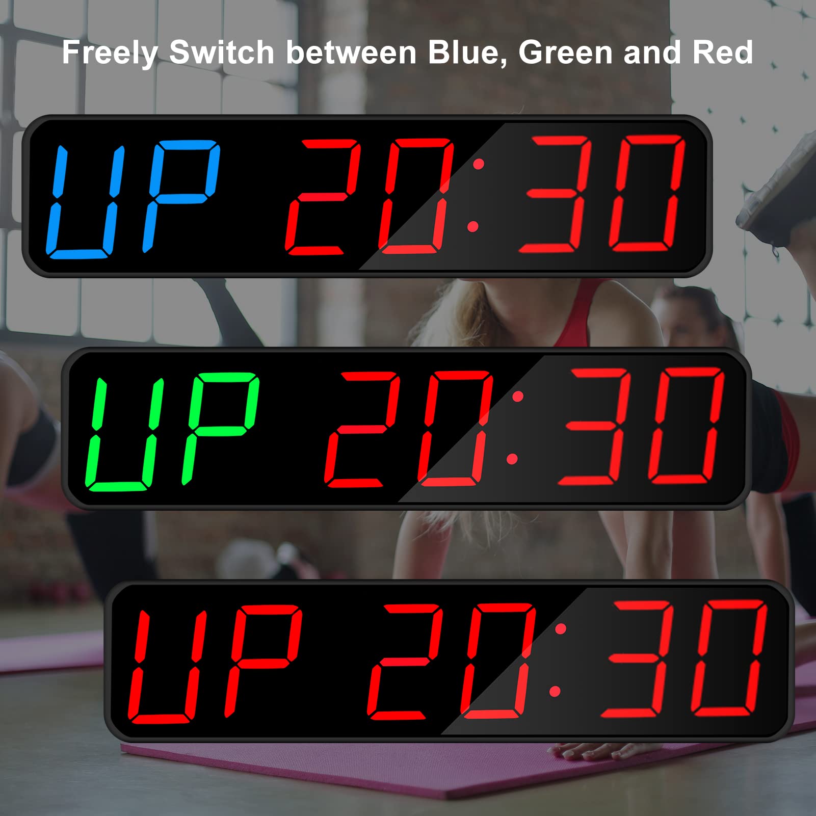 Jhering Interval Timer for Workouts, Portable Rechargeable Gym Timer with Built-in Magnet, Large Anti-Dizziness Digital Display - Perfect for Home Gym, HIIT Training & Boxing Workouts