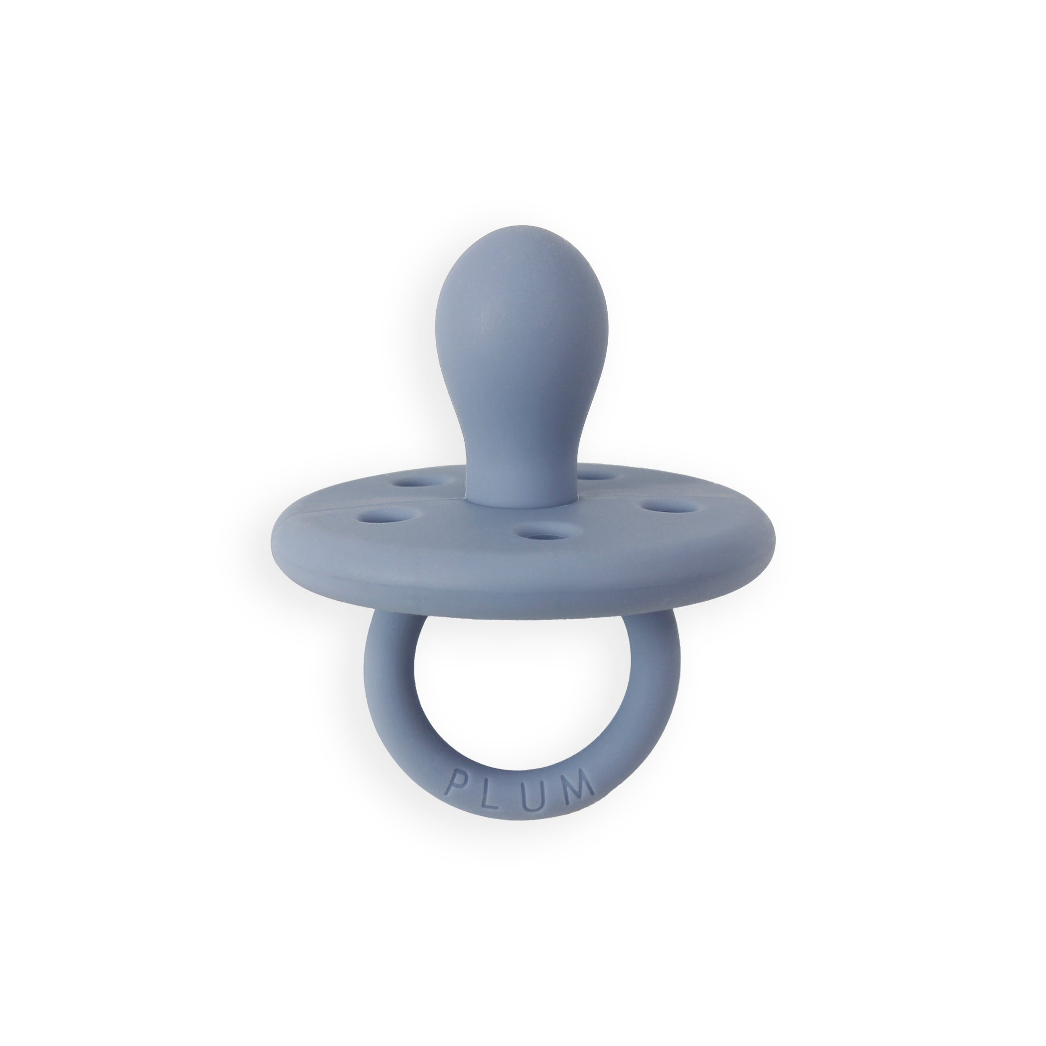 PLUM Silicone Baby Pacifiers & Connector Set - BPA-Free, Steel Blue (0-6 Months) - Perfect for Newborns, Infants, and Travel Essentials