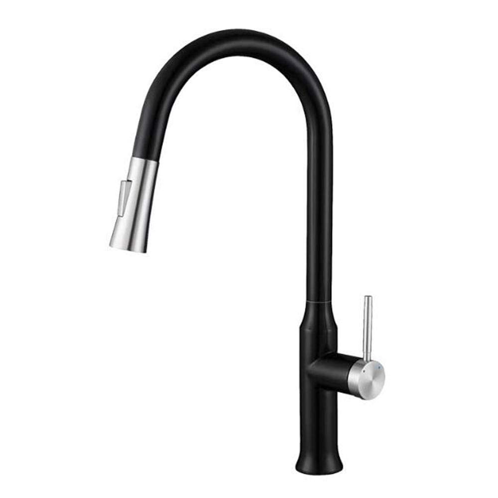 Stainless Steel Pull Down Sprayer Kitchen Faucet - Black Matte Finish with Hot/Cold Water Control & 360° Swivel Spout for Modern Home Kitchen Sink | Perfect for Washing Dishes, Filling Pots & Cleaning Vegetables