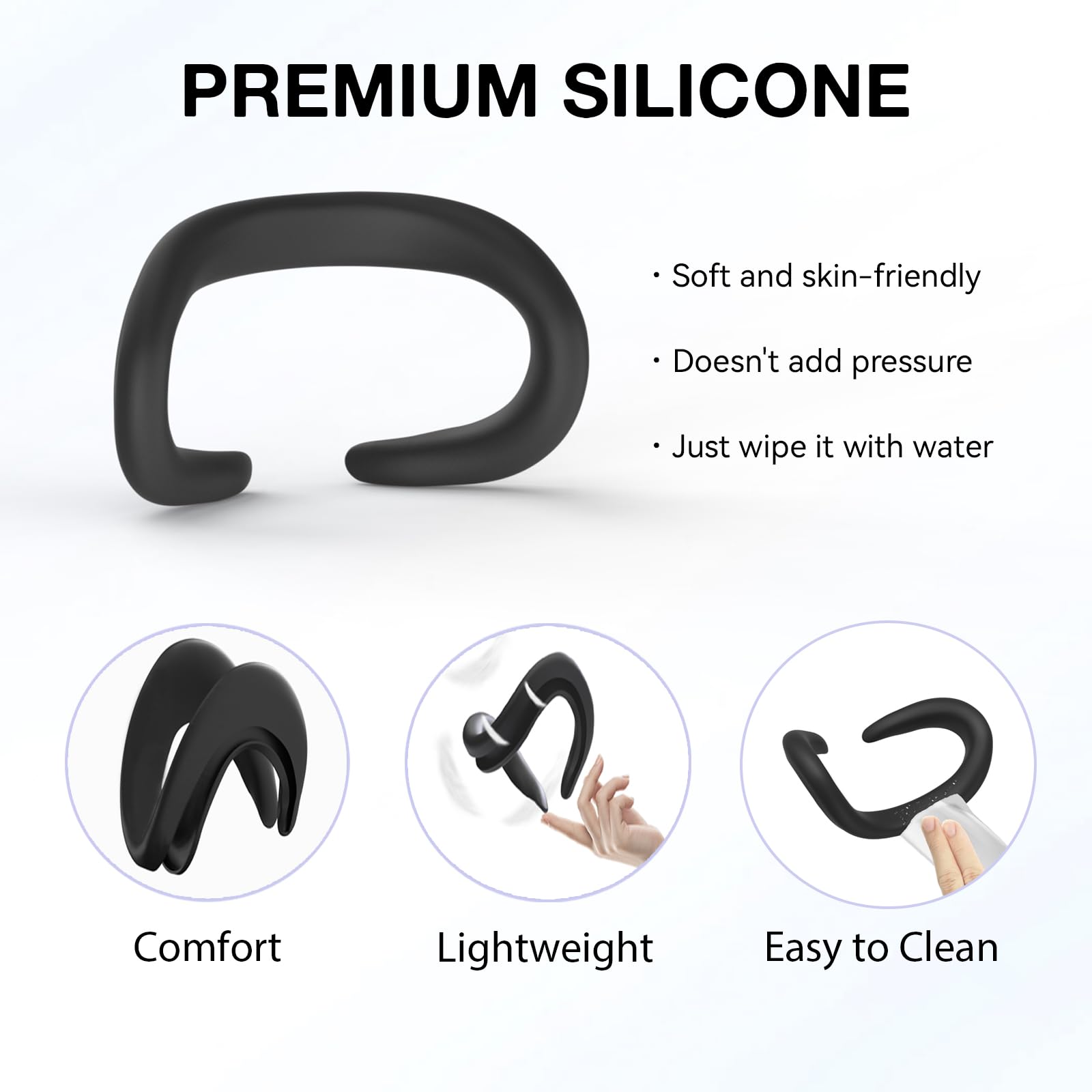 APEXINNO VR Silicone Face Pad Cover for Meta Quest 3 - Soft & Breathable Replacement Cushion Mask - Compatible with Oculus/Meta Quest 3 Headset Accessories (Black) - Perfect for Gaming, VR Fitness & Extended Play Sessions