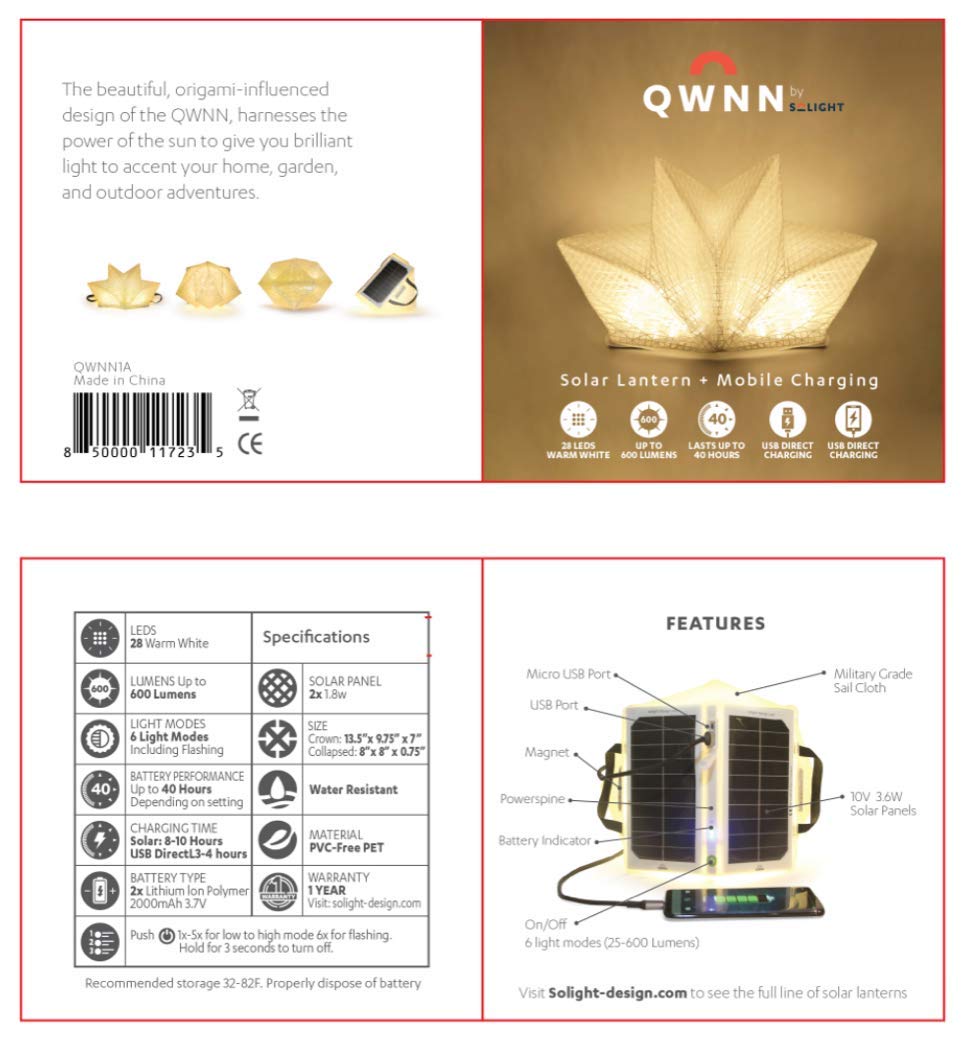 Portable Solar Lantern with Built-in Power Bank & Mobile Charger - Waterproof, Compact, Rechargeable - Perfect for Camping, Hiking, Backpacking & Emergency Power Outages
