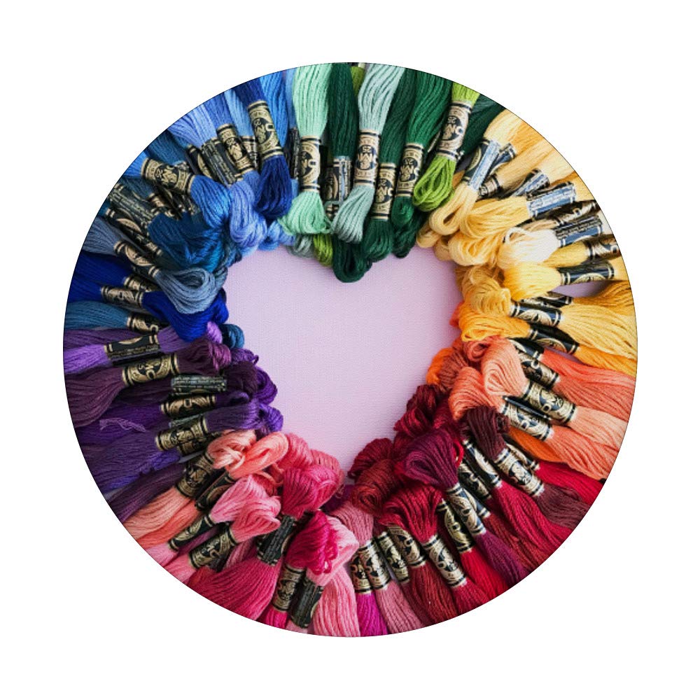 Rainbow Embroidery Floss Heart - 6 Stranded Cotton Thread for Cross Stitch, Needlework & DIY Crafts - Perfect for Valentine's Day Gifts, Scrapbooking & Handmade Card Decorations