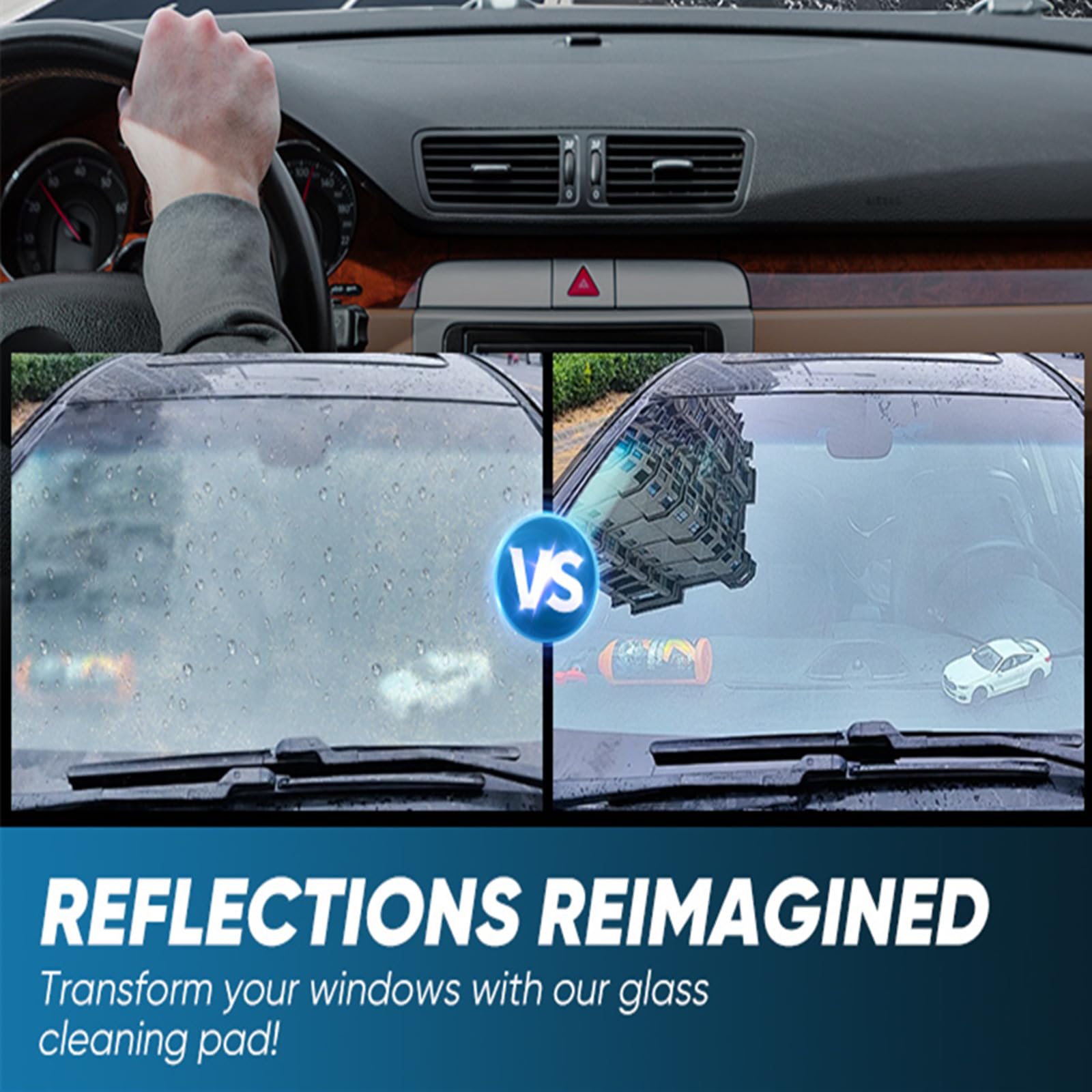 Wanacoo Oil-Repellent Car Window Film - Hydrophobic Glass Coating & Car Window Cleaner Kit (3PCS) - Perfect for Removing Oil Film, Water Spots & Road Grime from Windshields & Side Windows