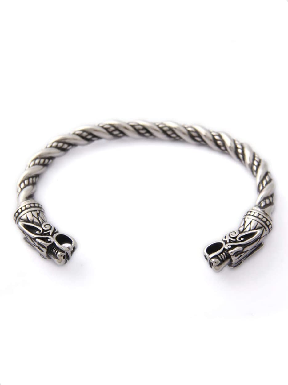 HAQUIL Stainless Steel Viking Twisted Cuff Bracelet for Men - Norse Arm Ring Jewelry Gift - Perfect for Viking Lovers, Cosplay & Medieval Reenactments