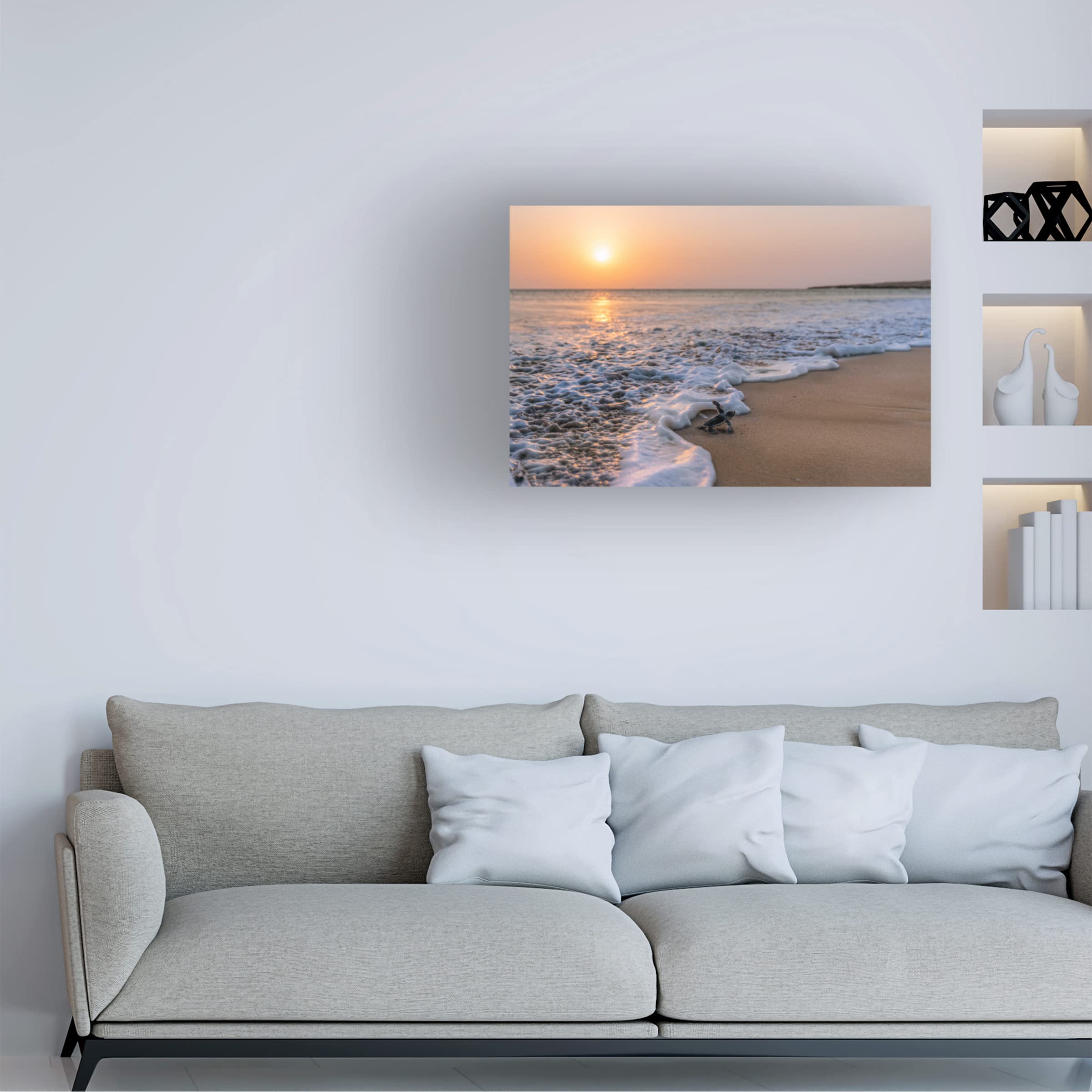 Trademark Fine Art 'Green Turtle' Canvas Wall Art by Haitham AL Farsi - Perfect for Beach House Decor, Ocean Theme Living Room & Coastal Bedroom Design
