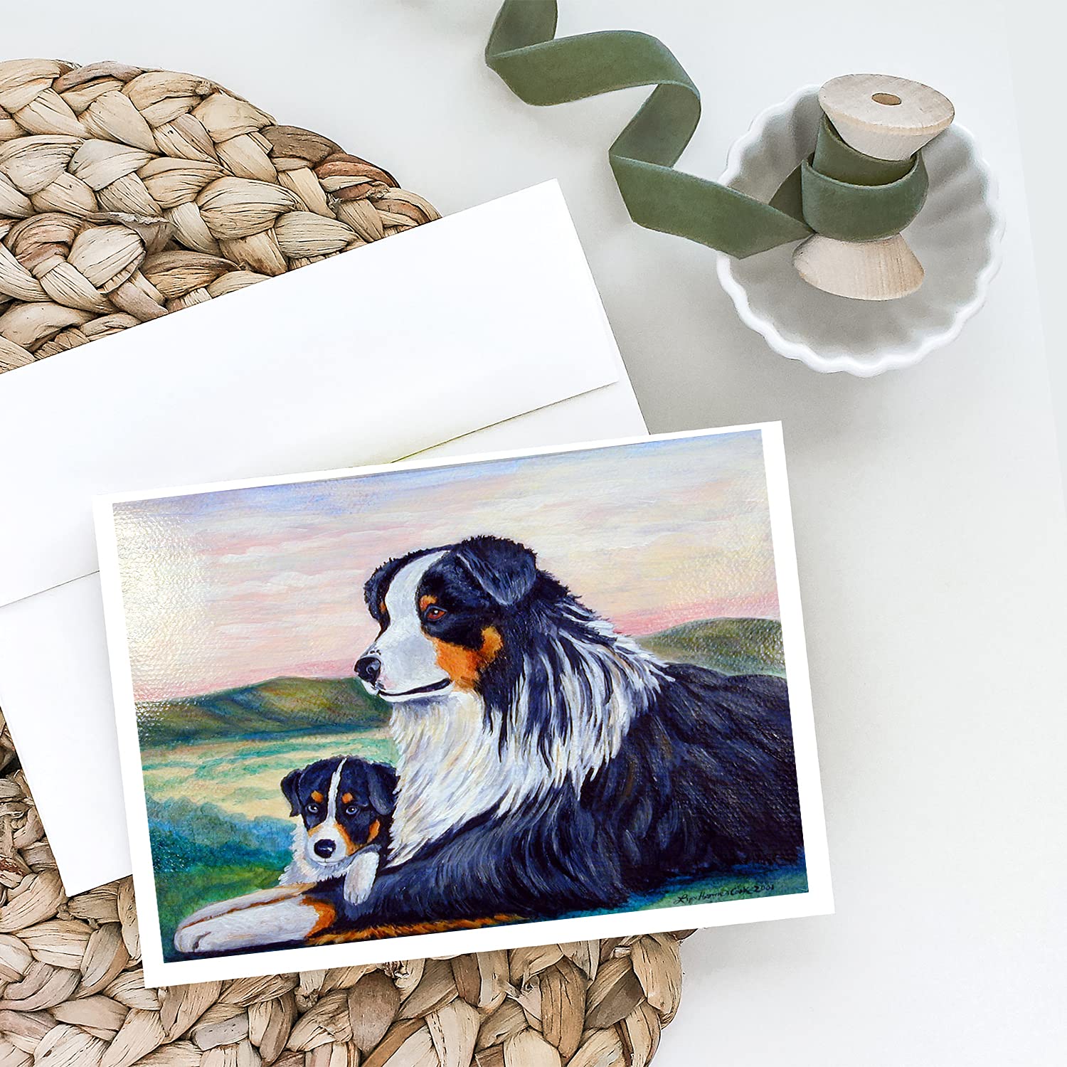Australian Shepherd Greeting Cards - Pack of 8 Blank A7 (5x7) Note Cards with Envelopes | Whimsical Dog Lover Stationery for Birthdays, Thank You Notes & Special Occasions