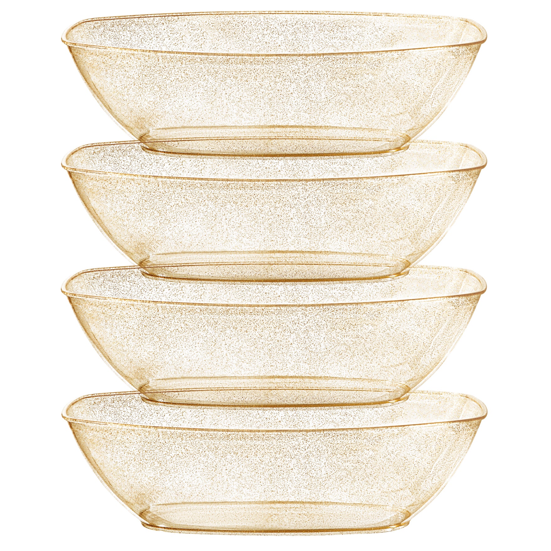 72 oz. Gold Glitter Oval Salad Bowl Set of 4 - Perfect for Parties, Weddings, Buffets & Holiday Serving Dishes