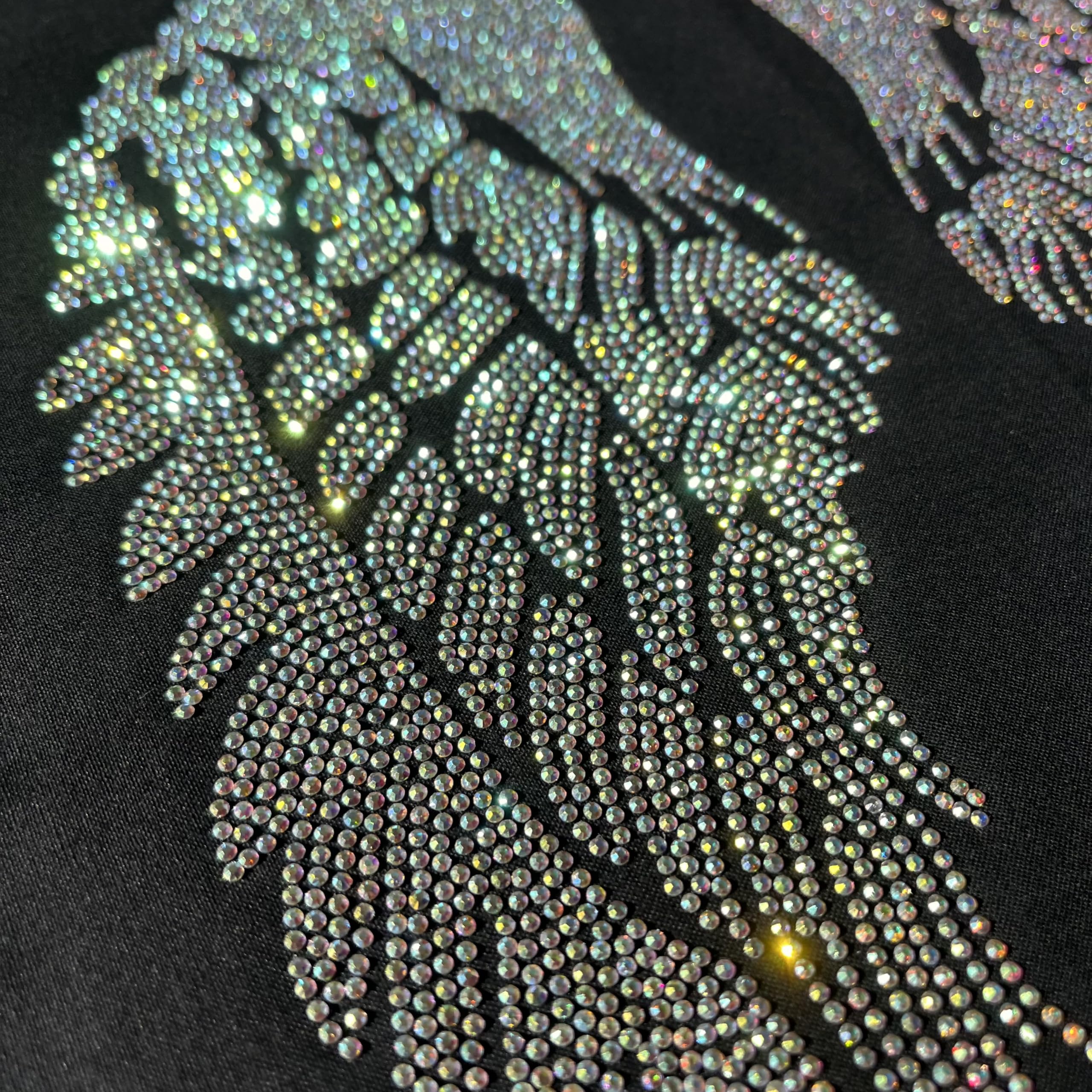 Rhinestop AB Crystal Angel Wings Iron-on Rhinestone Design for DIY Clothing & Costume Embellishment - Perfect for Dresses, Jackets, and Dance Costumes