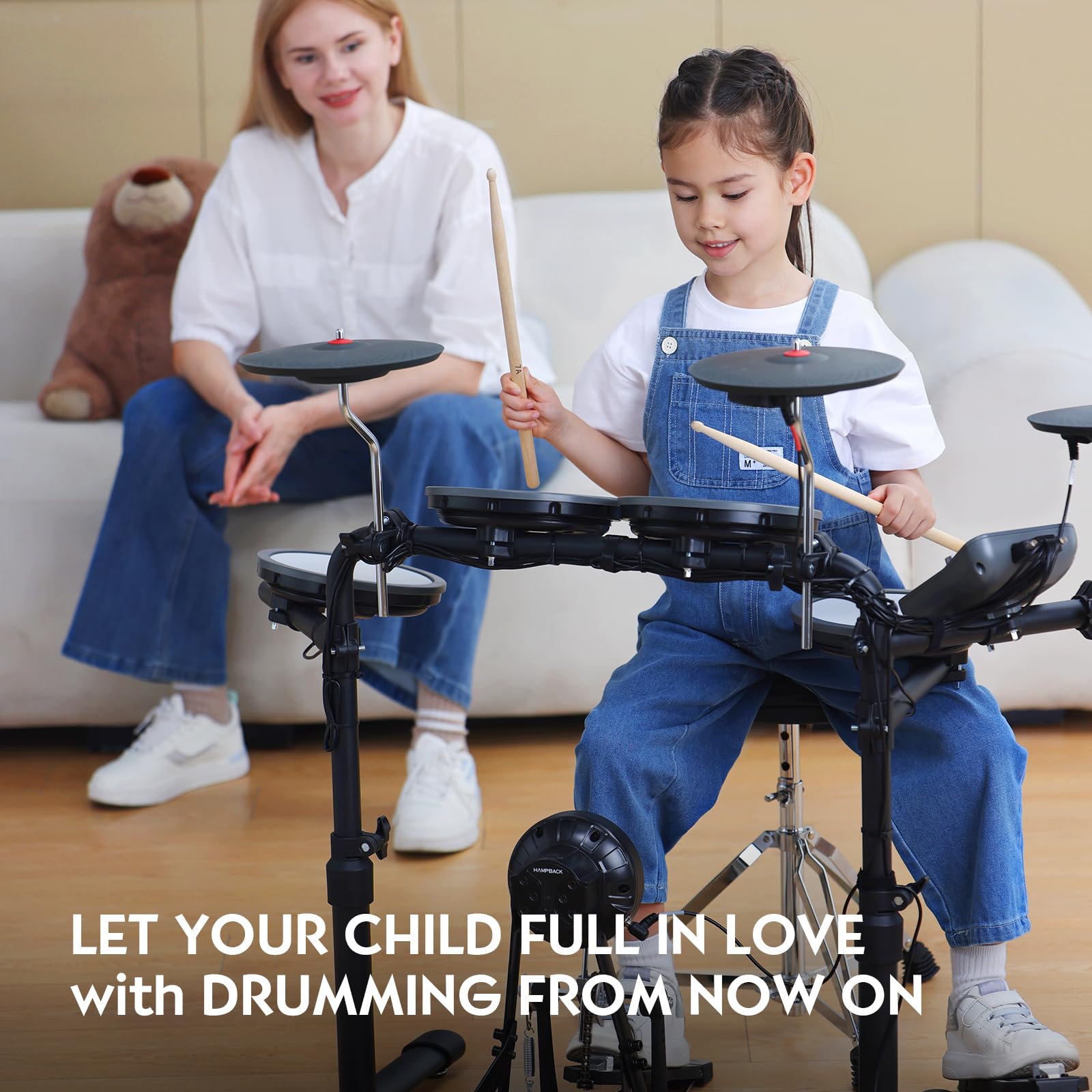 MK-0 PRO Electric Drum Set with 7'' Mesh Drum Pads & 8'' Full Rubber Cymbals - 5'' Bass Drum, 12 Kits, 68 Authentic Sounds, USB MIDI - Includes Throne, Sticks & Headphones - Perfect for Beginners, Kids & Home Practice | Ideal for Music Lessons, Studio Recording & Silent Drumming