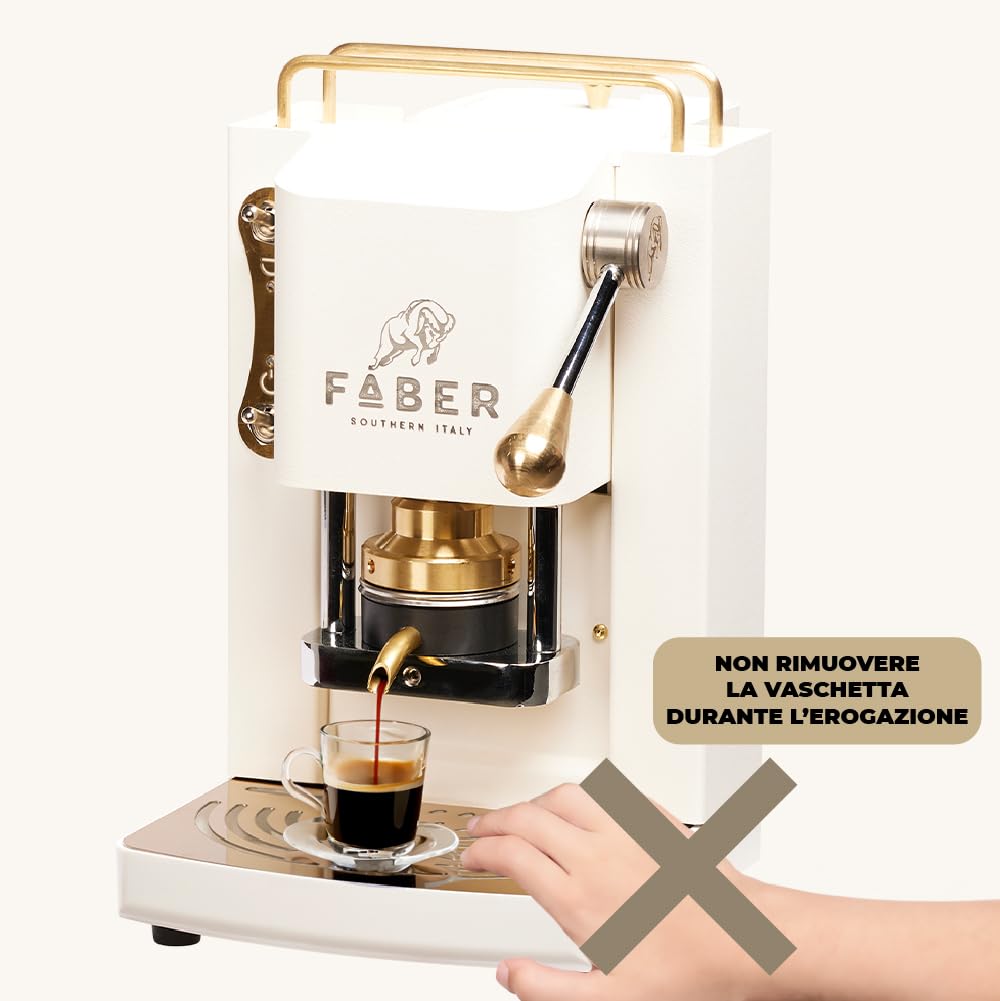 FABER PRO MINI DELUXE Coffee Machine | 44mm Single Serve Capsule Espresso Maker | Adjustable Brass Pressure Head | Pure White | Perfect for Home, Office & Small Cafes