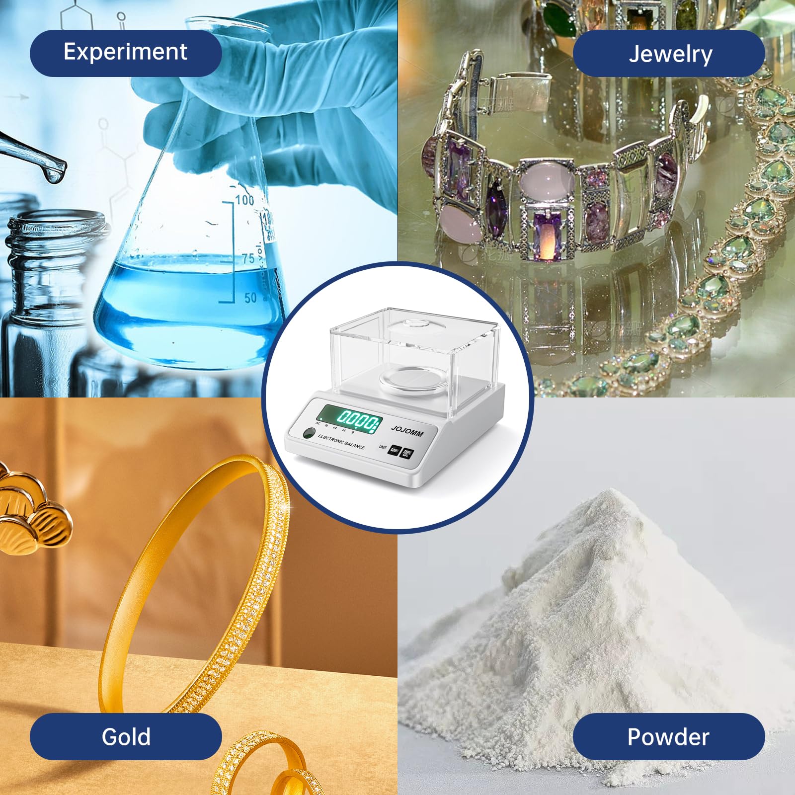 500g x 0.001g High Precision Digital Analytical Balance - Laboratory Electronic Scale with 0.001g Accuracy for Jewelry, Science, Kitchen & Industrial Use | Perfect for Gold Weighing, Chemical Measurements and Cooking Ingredients