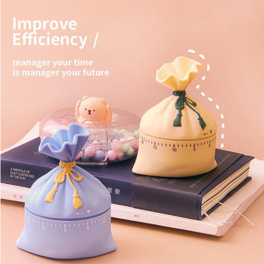 Hoshen Mechanical Timer - Self Discipline Tool for Students, Kitchen Countdown Timer, Gift Bag Modeling Time Manager (Beige) | Perfect for Study Sessions, Cooking, and Time Management