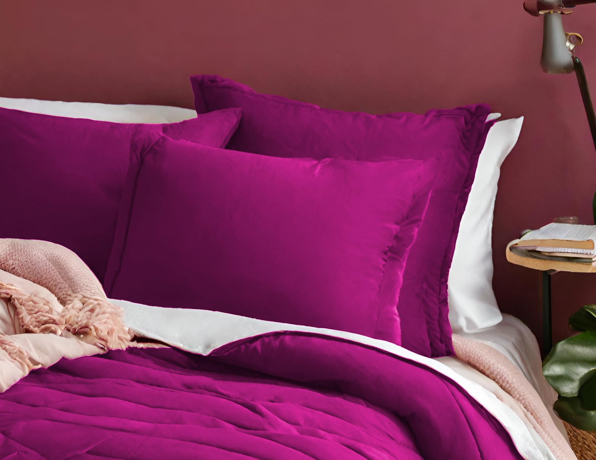 Embossed Lightweight Bed Comforter Set | 3Pcs All Season Down Alternative Reversible Comforter with Pillow Cases | Hypoallergenic Bedding for Master Bedroom, Guest Room & Dorm | Soft Purple Comforter for Year-Round Comfort