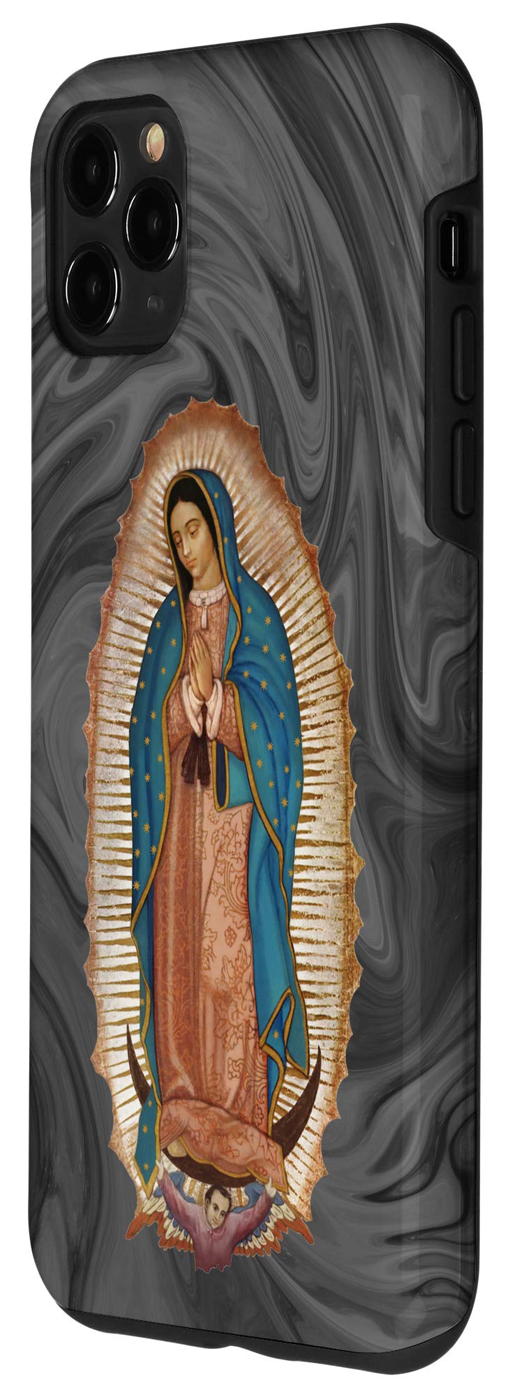 iPhone 11 Pro Max Case with Our Lady of Guadalupe Design - Catholic Blessed Virgin Mary Phone Cover in Gray - Perfect for Religious Protection & Daily Use