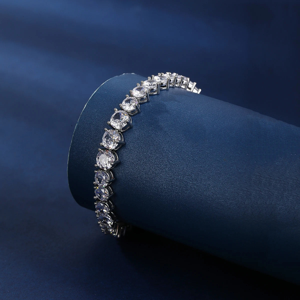 Sparkling Princess Cut Round Cubic Zirconia Luxury Bracelet for Women - Elegant Chain Jewelry Gift for Anniversary, Party & Special Occasions (CK10038)