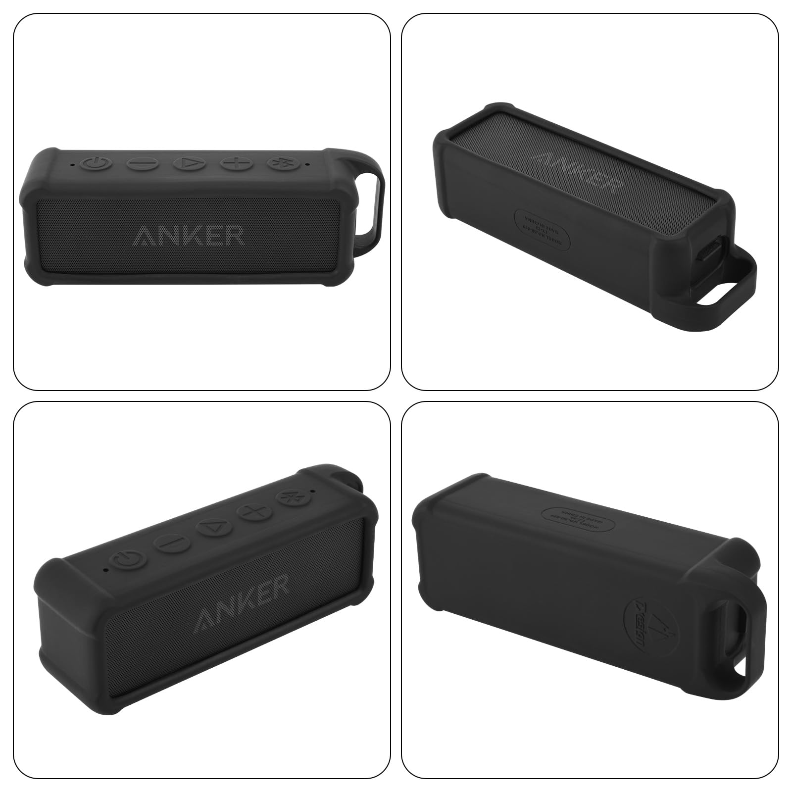 Anker Soundcore 2 Speaker Case - Shockproof Silicone Protective Cover with Handle & Carabiner Clip | Travel, Outdoor, Beach, Camping Accessory for Anker Soundcore 2 Portable Bluetooth Speaker (Black)