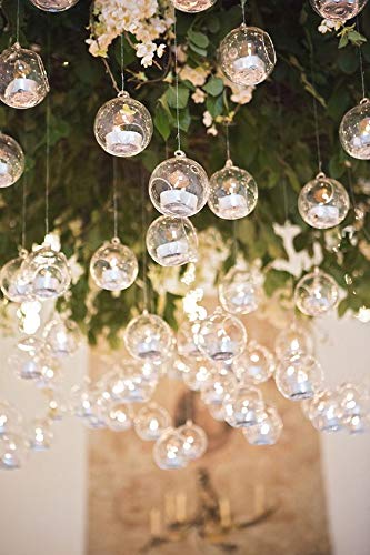 80MM Glass Globe Hanging Candle Holders for Wedding Centerpieces, Party Decorations - Set of 75 with 2 Side Holes - Perfect for Indoor/Outdoor Events, Garden Lighting & Romantic Ambiance