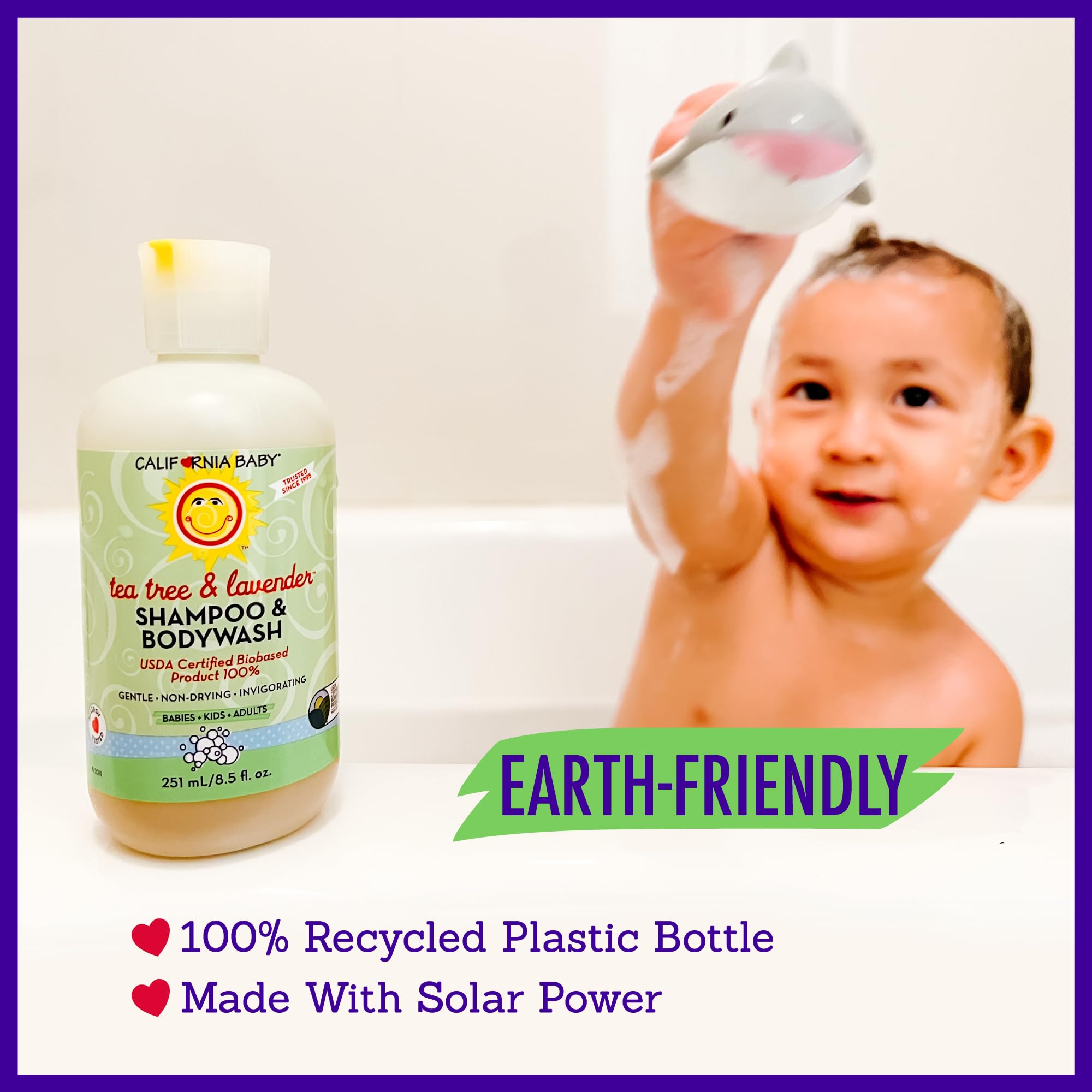 California Baby Tea Tree & Lavender Shampoo & Body Wash - USDA Certified Organic, Allergy Tested, 100% Plant-Based Baby Soap for Dry & Sensitive Skin - Gentle Toddler & Newborn Wash (8.5 fl oz) - Perfect for Daily Bath Time & Sensitive Skin Care