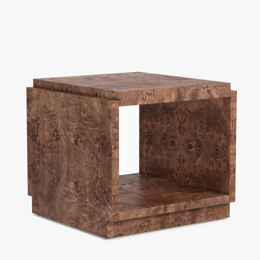 Wesley Dark Brown Burl Wood Side Table - Modern End Table for Living Room, Bedroom & Office Decor