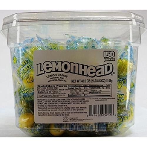 Ferrara Pan Lemonhead Lemon Flavor Candy - 150 Count Jar, Sour & Sweet Sugar Candy for Parties, Gifts & Movie Nights - Variety Pack with Assorted Flavors