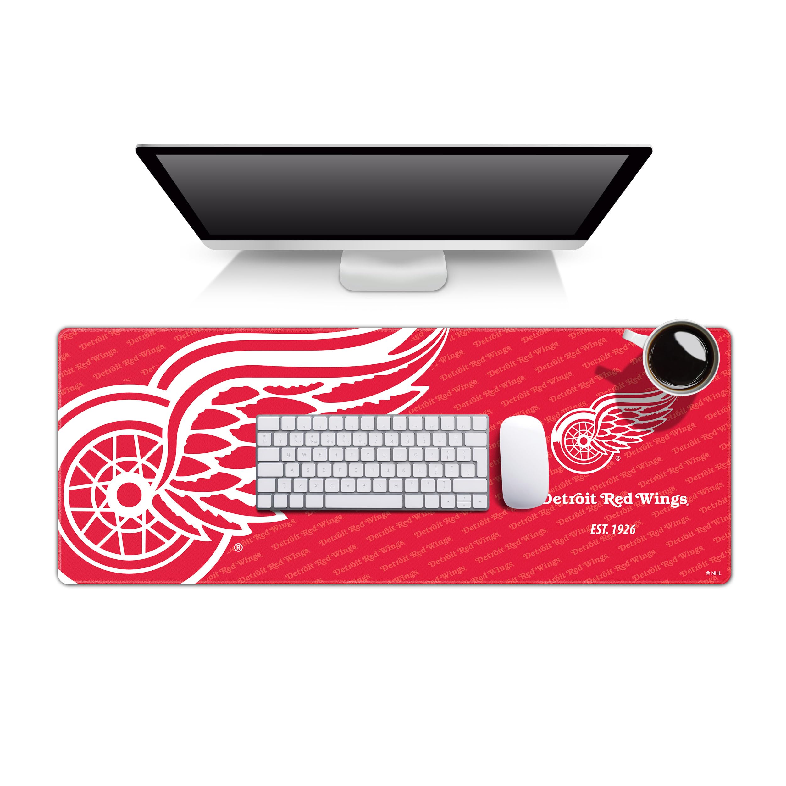 YouTheFan NHL Detroit Red Wings Logo Series Gaming Mouse Pad - Large Non-Slip Desk Mat for Office, Home & Gaming (SMU) - Perfect for PC, Laptop & Workstation Setups