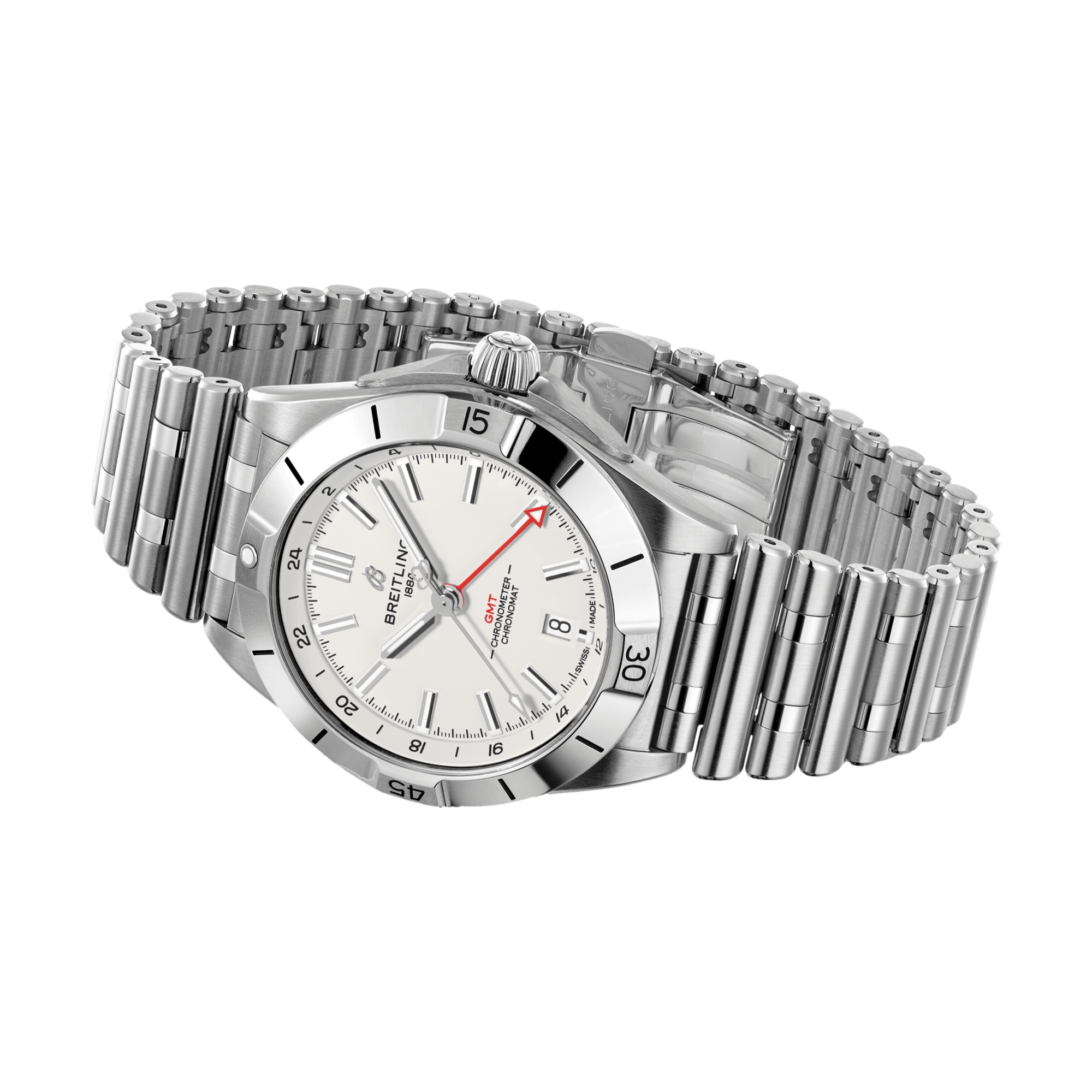 Breitling Chronomat Automatic GMT 40mm Men's Watch - White Dial with Stainless Steel Bracelet - Luxury Timepiece for Business Travel & Formal Occasions