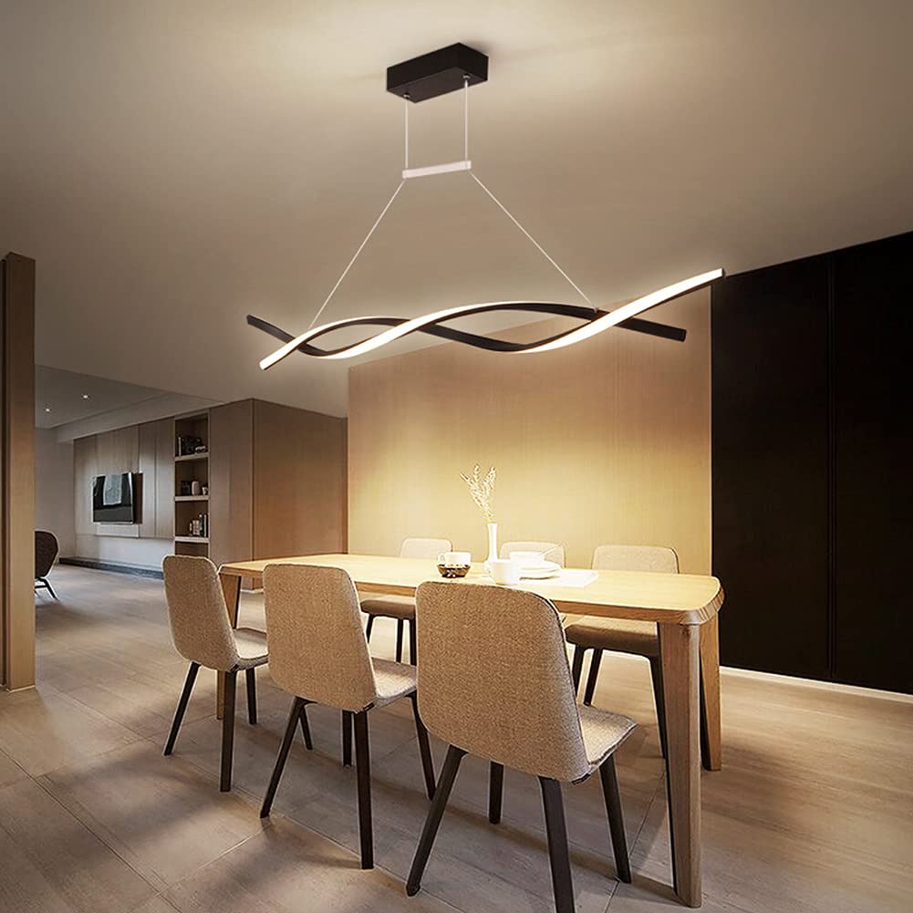 Modern LED Chandelier Light - Dimmable 3000K~6500K with Remote Control, Adjustable Hanging Ceiling Lamp for Dining Room, Living Room, Bedroom, Kitchen & Study | Flush Mount Pendant Lighting for Home Decor & Ambient Lighting