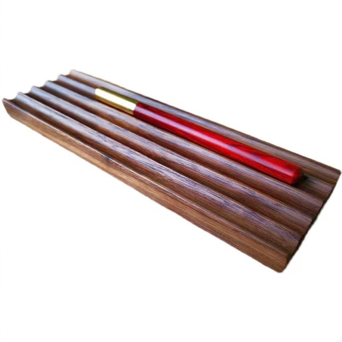 Premium Walnut Wood Pen Holder Organizer - 5 Compartment Desk Pen Stand for Office, School & Home | Teacher Gift Idea | Perfect for Workspace Organization & Desktop Decor